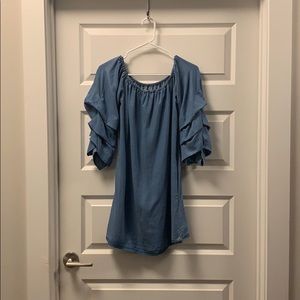 Zara denim off the shoulder dress
